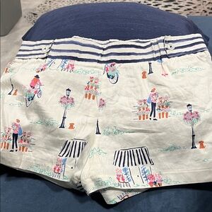 Jane and Bleecker Navy Striped Floral Shorts